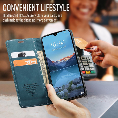 Funda Para Xiaomi Redmi 14c Con Cierre Magnetico, Azul-verde