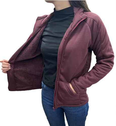 Campera Mujer Friza Piel Interior Buzo Moda