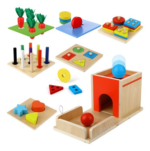 Caja Montessori 7 En 1 De Juguete De Madera Para Bebés De 6