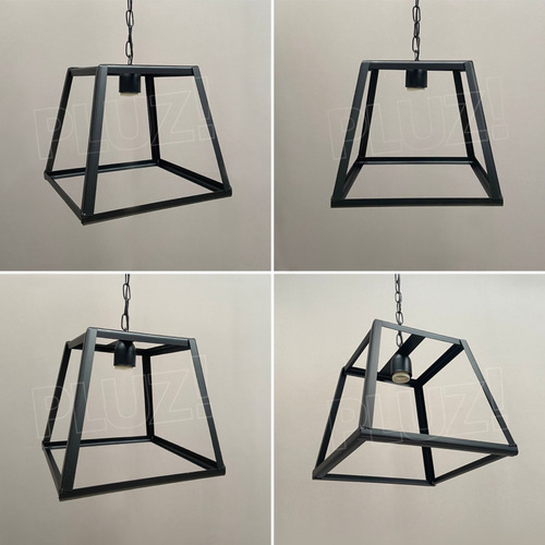 Imagen 2 de 10 de Lámpara Colgante Cubo Prisma 1 Luz - Hierro Negro