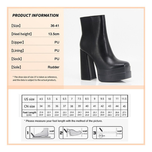Botines Plataforma Mujer Botas Cortas Tacón Alto Grueso