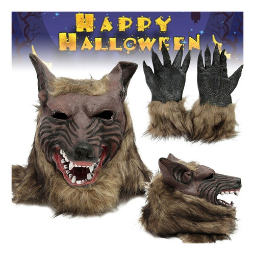 Máscara De Halloween Guantes De Lobo Guantes De Cabeza De .