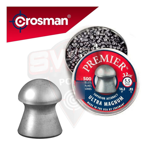 Imagen 3 de 10 de Combo Crosman Premier 5.5 X1000 - Ultra Magnum Hollow Point