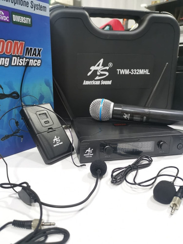 Imagen 2 de 4 de Microfono Inalambrico Uhf American Sound Twm-332mhl 3 Microf