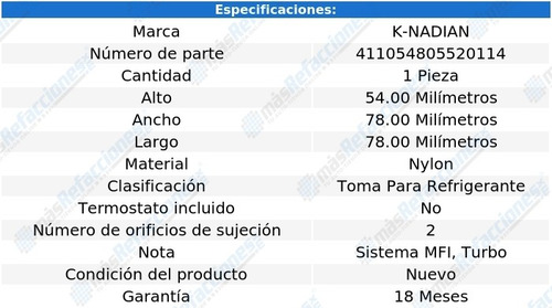 Toma Anticongelante Nylon 2 Pernos Passat L4 1.8l 98 Al 01