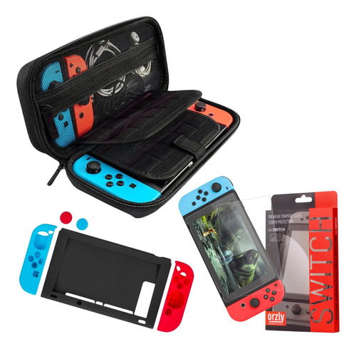 Estuche Funda Para Nintendo Switch Vidrio Templado Protector