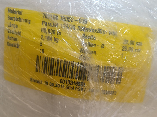 Papel Filtro Parajet Vpj 124/70 390mm X 80m Rollo