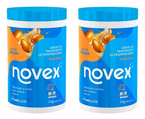 Creme De Tratamento Novex 1kg Oleo De Argan - Kit Com 2un