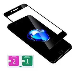 Mica Cristal Templado 10d Para iPhone 7 Plus 8 Plus Negro