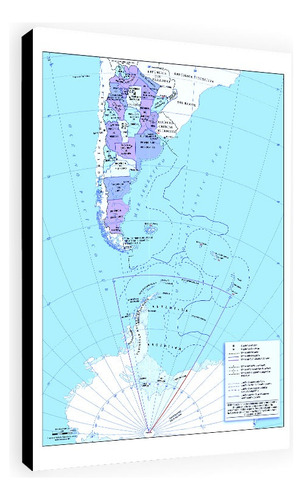 Mapa De Argentina Bicontinental De 33x48 Cm Sobre Bastidor