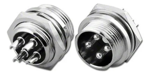 2 Fichas Conector Microfono 4 Pines Din Rosca Macho Chasis