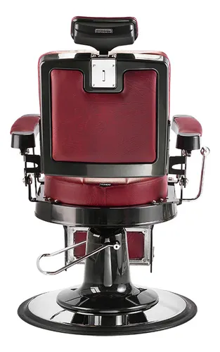Silla de barbería Dompel Harley con respaldo reclinable con base redonda color rojo turim