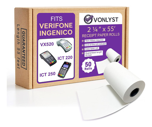 Rollo De Papel Térmico 2 1/4 X 55 Verifone Vx520 Ingen...