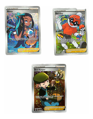 Pokémon Tcg, 3 Tarjetas Trainer, Nessa, Ball Guy Y Bird