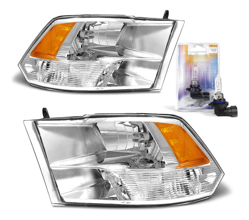 Adcarlights Para Dodge Ram Carcasa Cromada Reflector Ambar