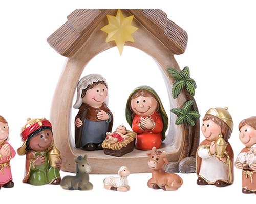 Juego De 12 Uds. De Escena De La Natividad, Escultura Del