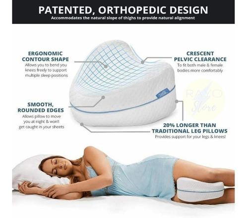 Breive Almohada Rodillas Ortopedica Para Dormir Espuma Foam Con Memoria Cojin Piernas Dormir de Lado Leg Pillow Latex Antiacaros Hipoalergenico Ergonomico Almohadas para Ciática Dolor Lumbar Embarazo 