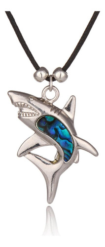 Barch Young Blue Abalone Paua Shell Shark Collar Para Mujer