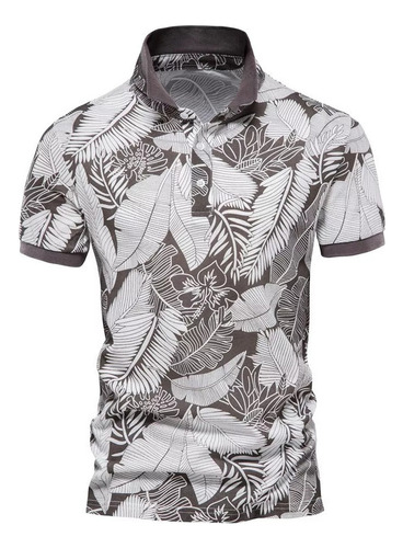 Polo Casual Para Hombre Con Estampado Floral