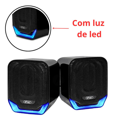 Caixa De Som Para Computador E Notebook Usb P2 12w Com Led