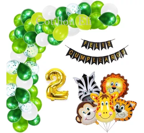 Kit Deco Cumple Arco Globos Animales Animalitos Selva Numero