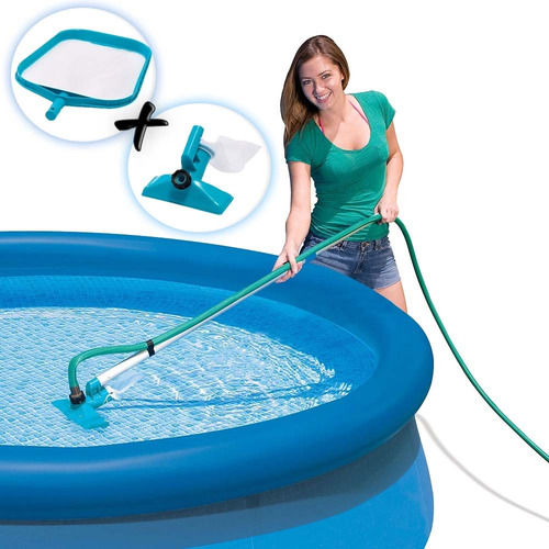 Kit Limpeza Manutenção Piscina Aspirador Peneira Intex 28002