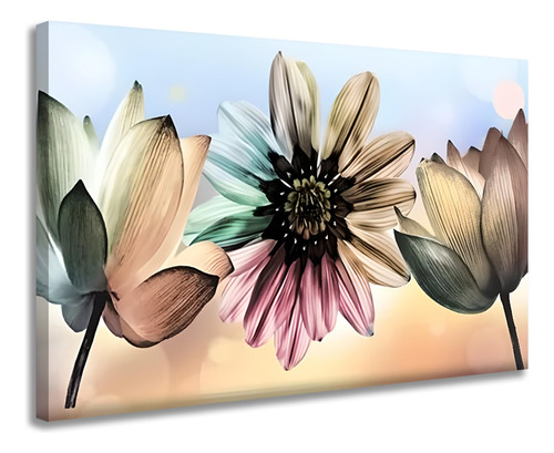 Quadro Decorativo Em Tela Floral Flores Moderna Pintura Arte