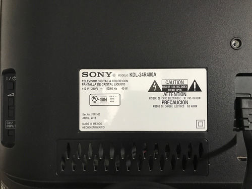 Pantalla Sony Bravia K D L -24 R400 A, 24'' (Usado)