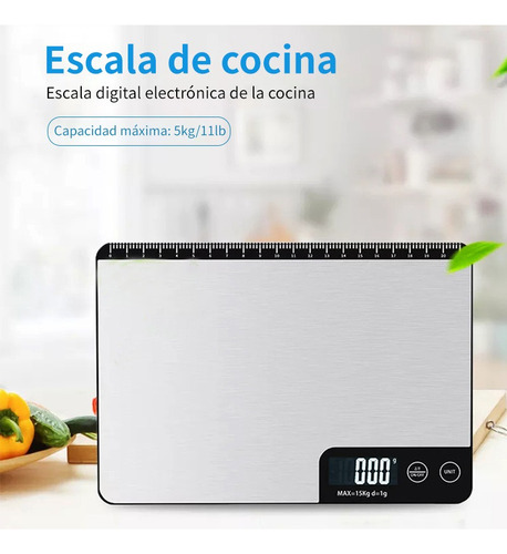 Báscula De Cocina Digital Acero Inoxidable Recargable 15kg