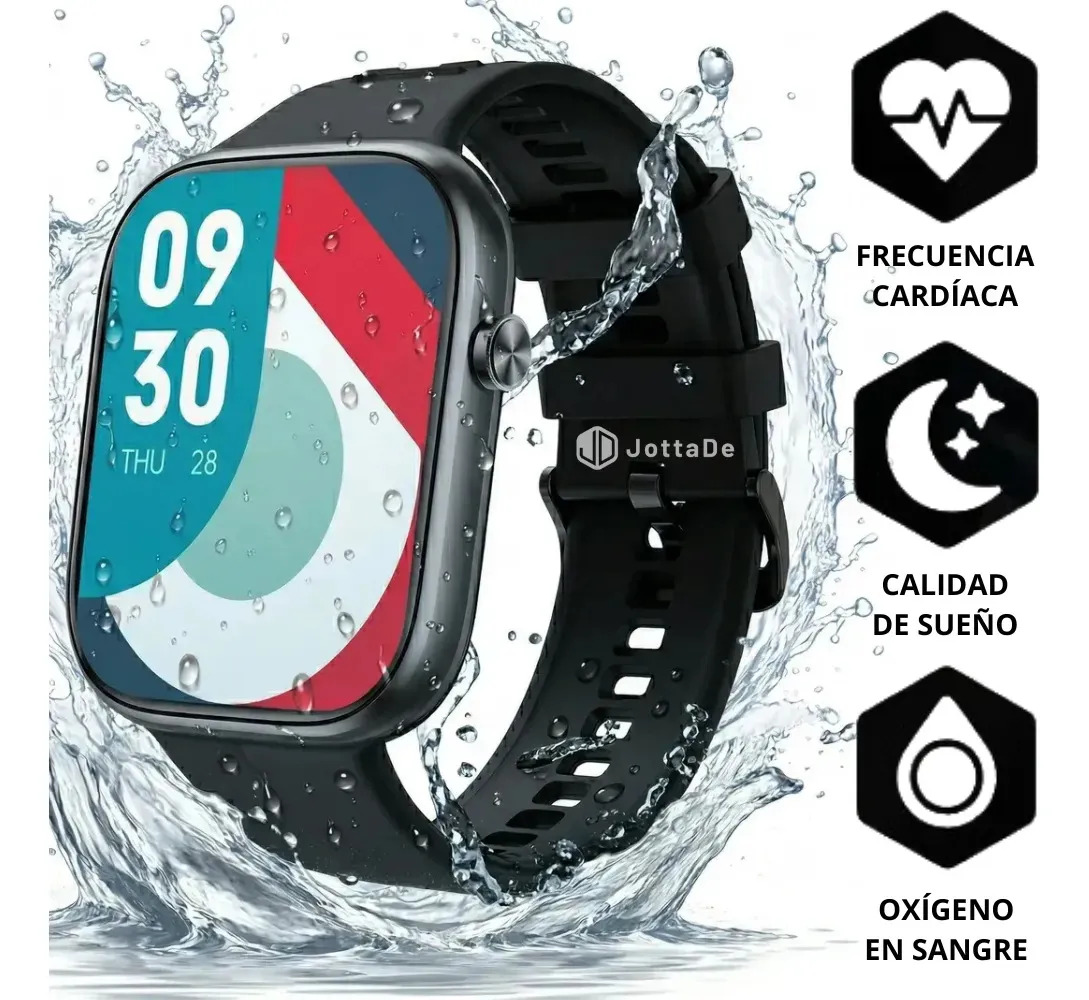 Smartwatch Jd Venecia Sport Bluetooth Llamadas Pantalla 1.96" Táctil Malla Color Negro Resistente Al Agua Ip68
