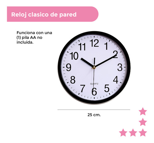 Reloj De Pared Clasico Blanco Blanco