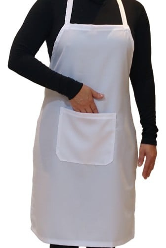 Avental Com Bolso Oxford Largura 70cm X 65cm Unissex Cores Cor Branco Desenho Do Tecido Liso
