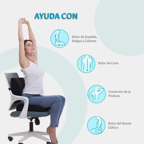 Cojín coxis y soporte lumbar en GEL y memory foam - Combo - Tienda