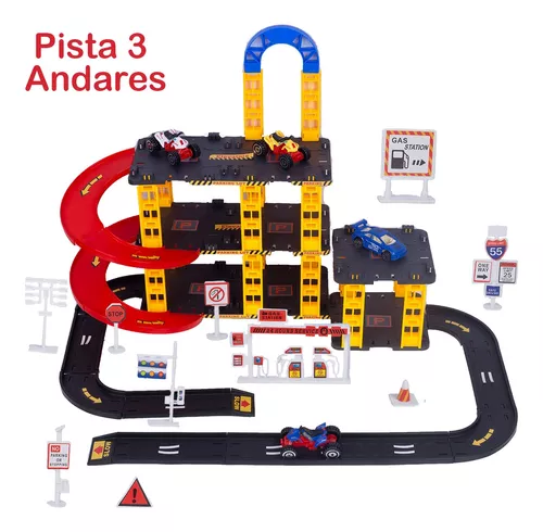 Pista De Carrinhos Corrida Brinquedo Infantil + 6 Carrinhos