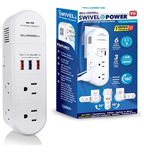 Swivel Power By Bell Howell Power Strip Estación De Ca...