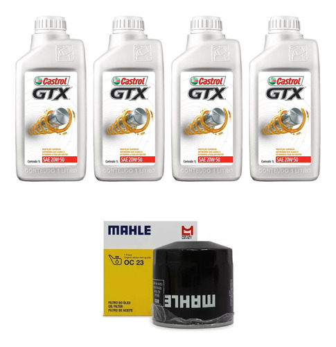 Kit Troca Óleo Castrol 20w50 Fiat Uno 1.0 Fiasa 1988/1989