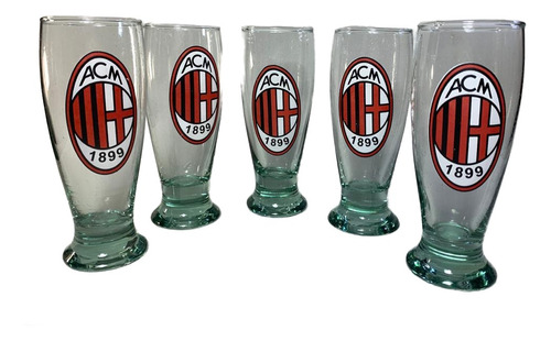 Copas Vasos De Vidrio Con Logo Del Milan´pack De 5 Copas 