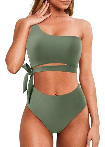 Traje De Baño Bikini Dividido Sexy De Cintura Alta De Encaje