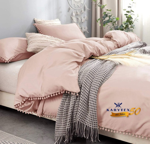 Imagen 3 de 3 de Funda Duvet Doble Pompon Rosado