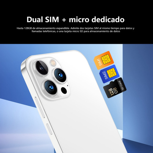 Teléfono Inteligente Barato I14 Pro 6.52 Pulgadas Ram2gb Y Rom16gb Blanco
