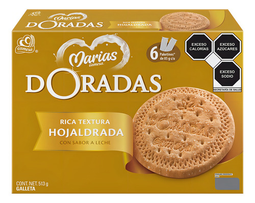 2 Pzs Gamesa Galletas Doradas Marias 513gr