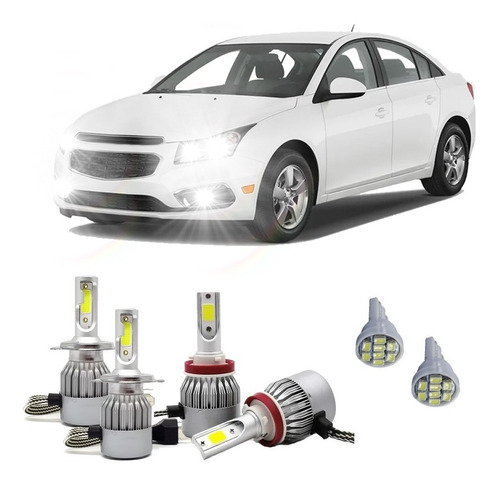 Kit Super Led Cruze 2011 2012 2013 2014 Farol E Milha 6000k