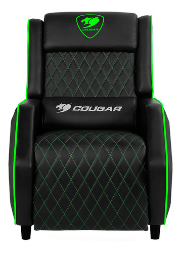 Silla de escritorio Cougar Ranger gamer ergonómica  negra y verde con tapizado de cuero sintético