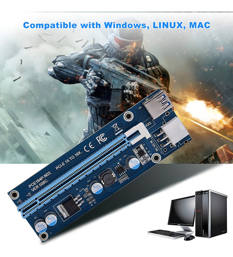 Adaptador extensor Riser Mini PCI-e para Pci Express16x com Sat