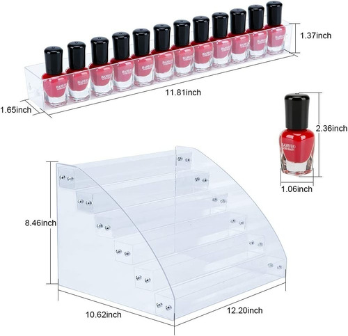 Exhibidor De Esmalte De Uñas 7 Escalones Acrílico Para 70pza