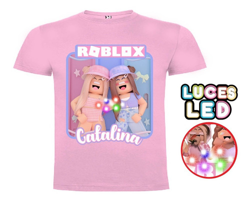 Polera Roblox Niñas Con Luces Led Personalizada 