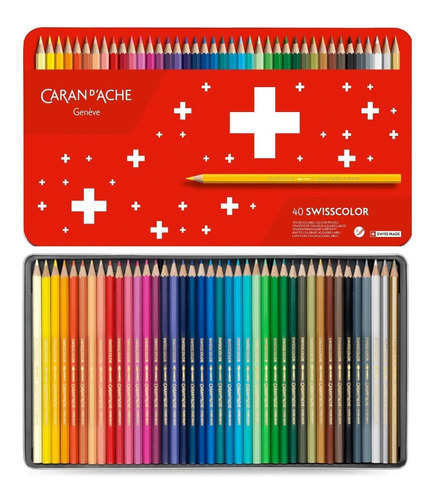 Lápis De Cor Aquarelável Carandache Swisscolor 40 Cores