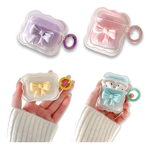 Funda Para AirPods 1/2/3/pro Estilo Coquette Moño Colores