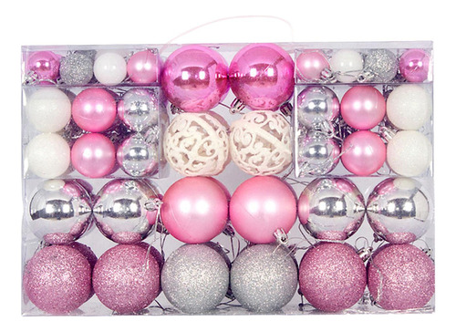 W 100x Adornos De Bolas De Navidad, Adornos Rosa Plata