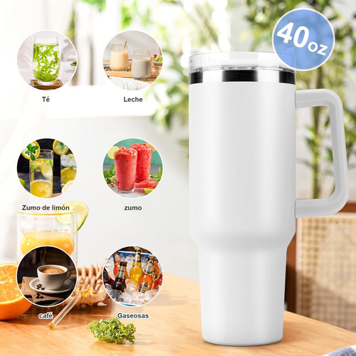 Termo Acero Inoxidable 40oz Vaso Térmico Mantiene Frio Blanco